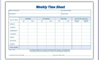 Free Weekly Timesheet Template Download