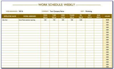 Free Weekly Work Plan Template