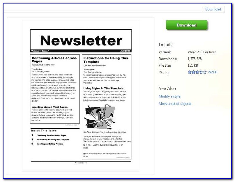 Free Word 2010 Newsletter Templates