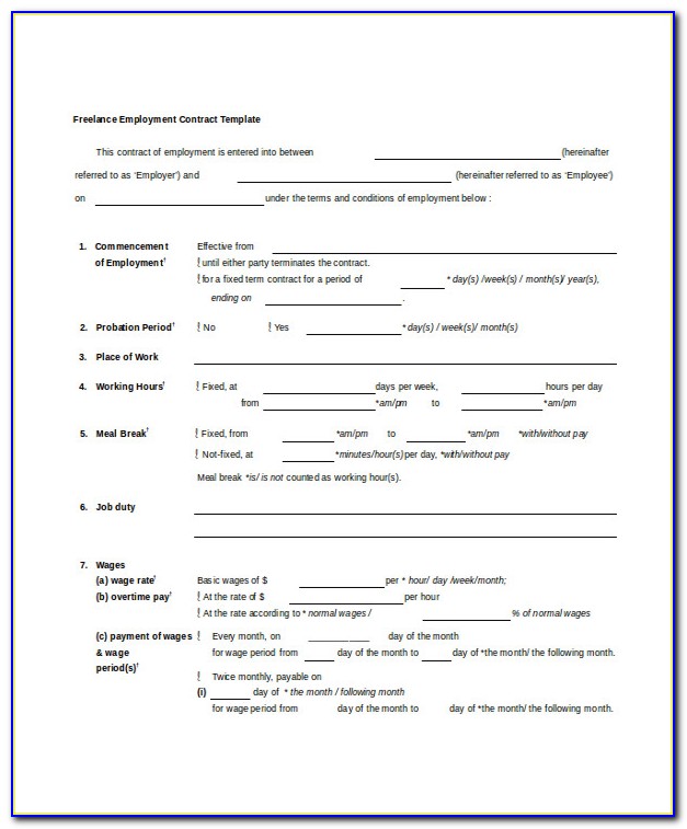 Freelance Contractor Agreement Template