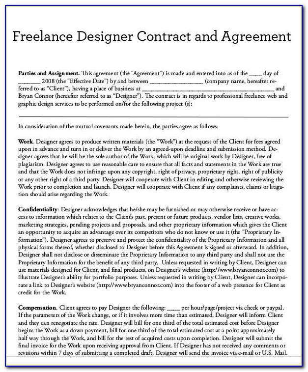 Freelance Graphic Design Contract Template Free