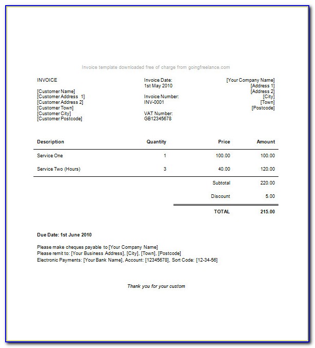 Freelance Invoice Template Download