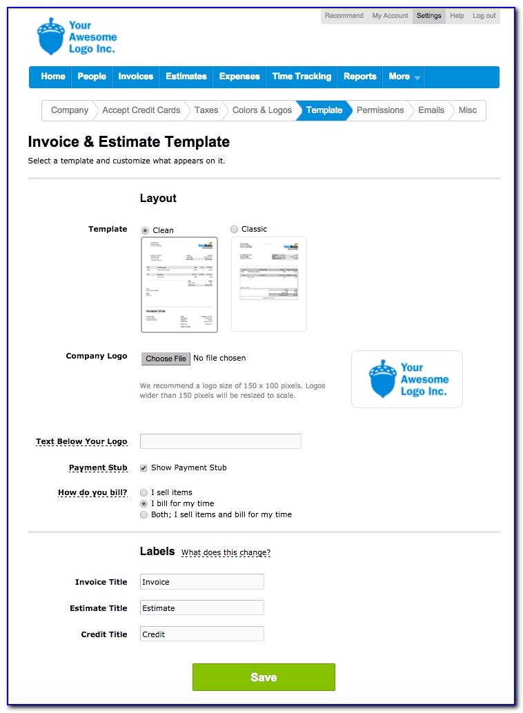 Freshbooks Change Invoice Template
