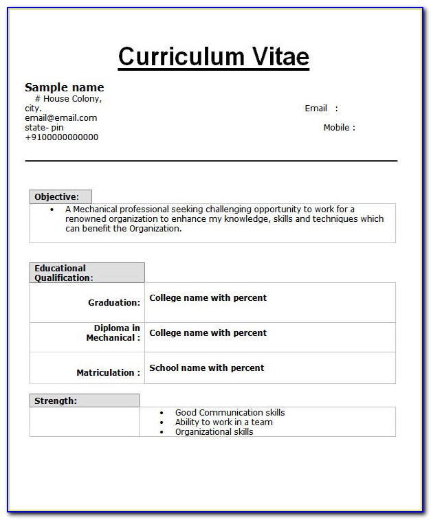 Fresher Resume Templates Free Download