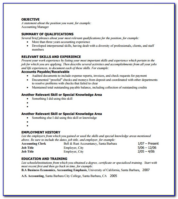 Functional Resume Examples Free