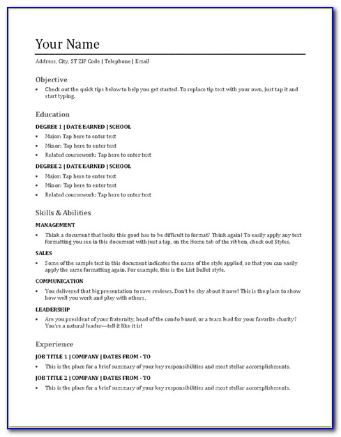 Functional Resume Template Word Doc