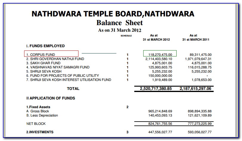 Fund Accounting Balance Sheet Sample