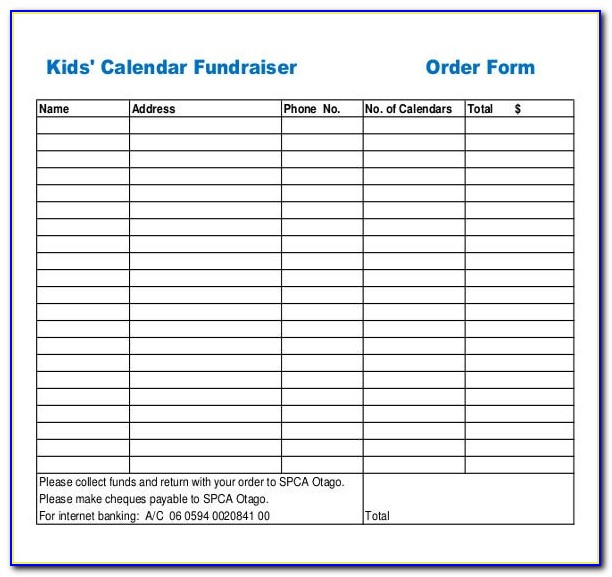 Fundraiser Order Form Template Word