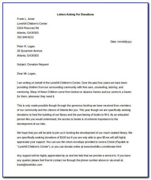 Fundraising Proposal Letter Example