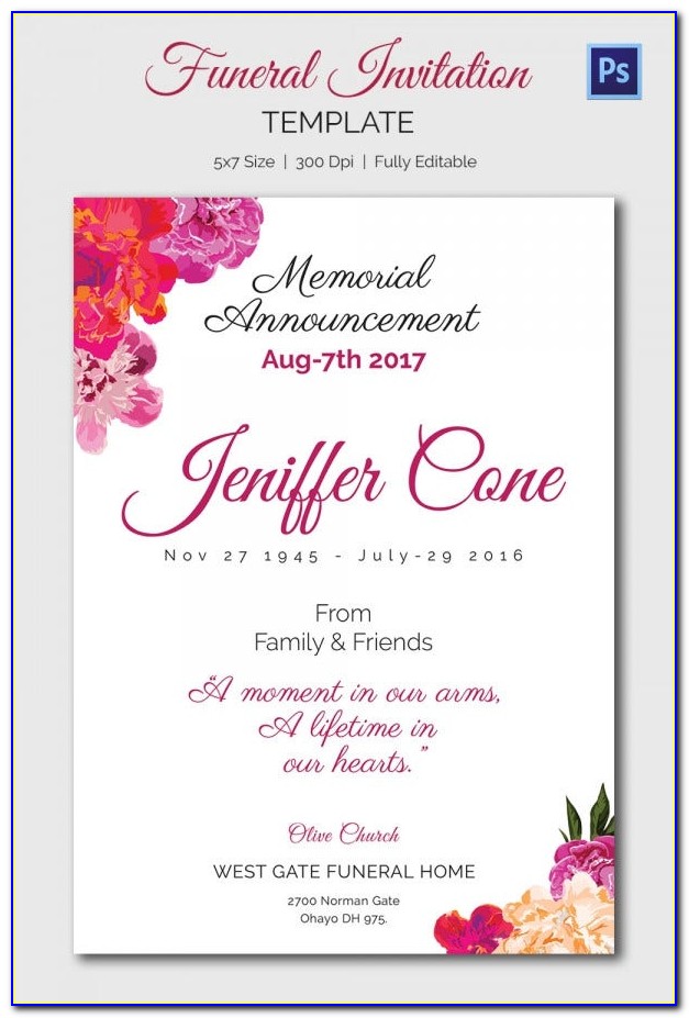 Funeral Announcement Template Free