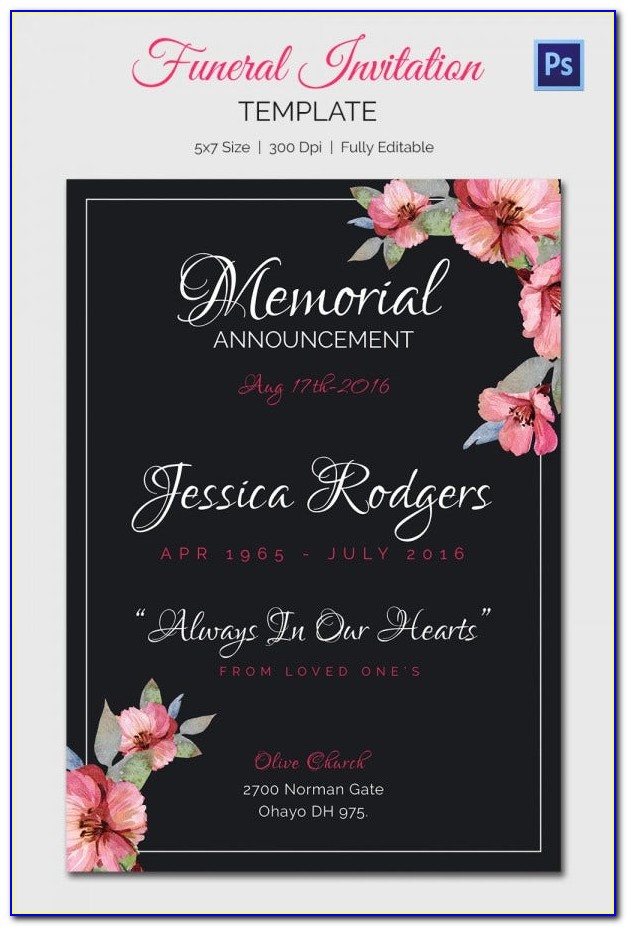 Funeral Announcement Template Word