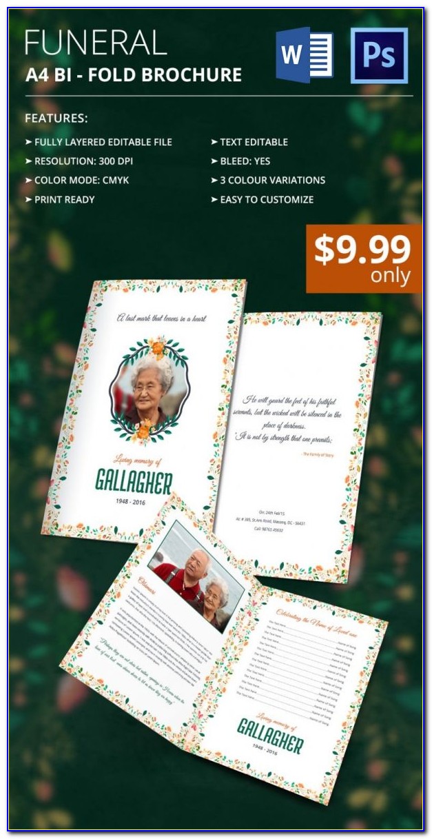Funeral Bookmarks Template Free