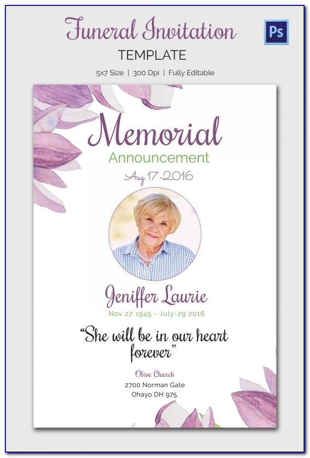 Funeral Invitation Template Word Free