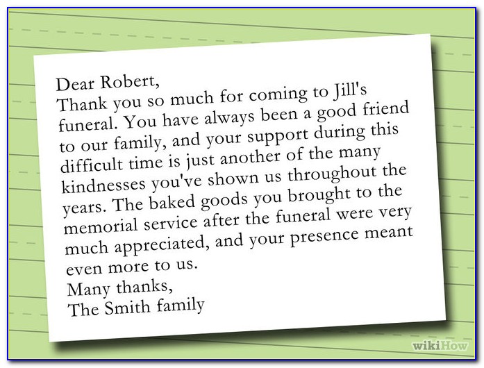 Funeral Thank You Letter Examples