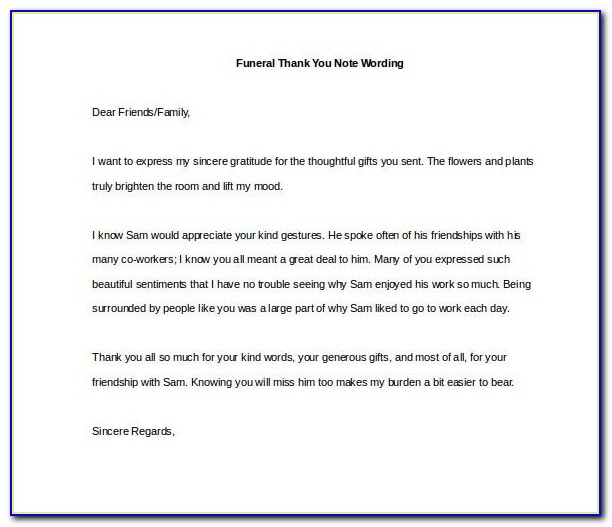 Funeral Thank You Letter Templates