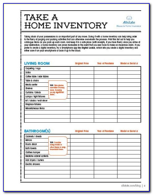 Furniture Inventory Spreadsheet Template
