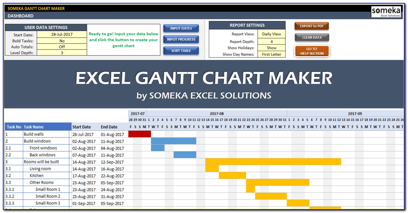 Gantt Chart Excel Template Hourly