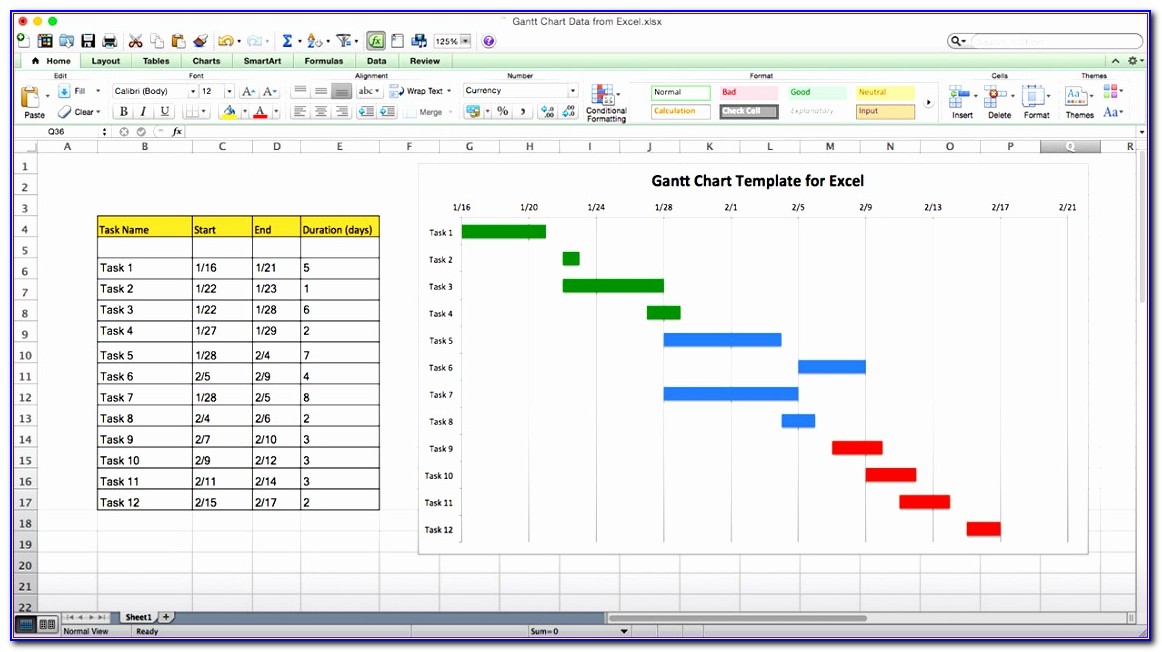 Gantt Chart Project Management Template Excel