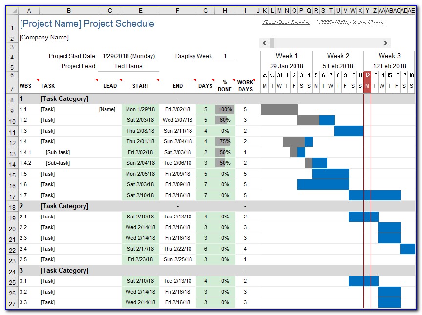 Gantt Chart Project Planning Excel Template