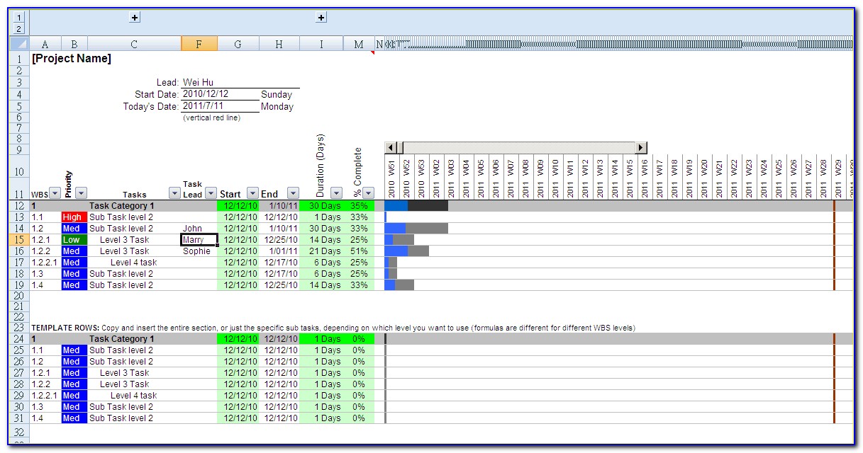 Gantt Chart Template Excel 2010 Free