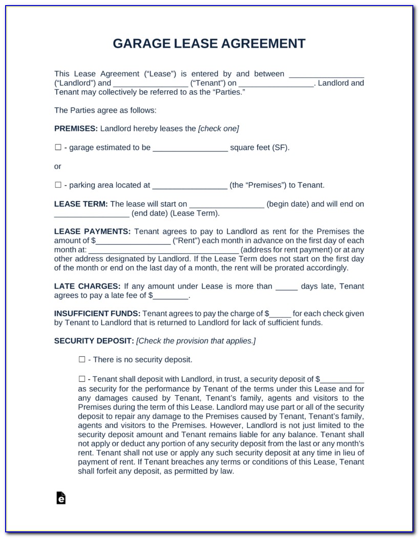 Garage Lease Agreement Template