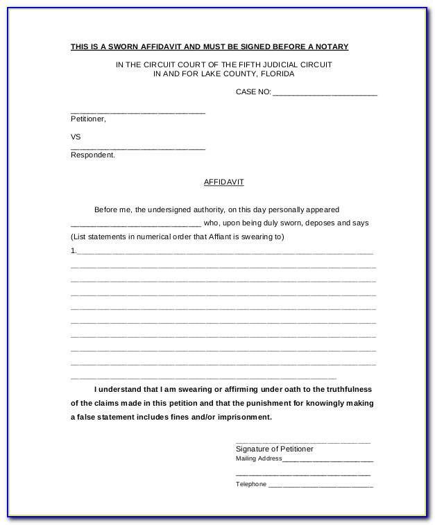 General Affidavit Form Free Download