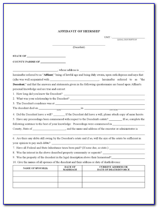 General Affidavit Form Pdf Free