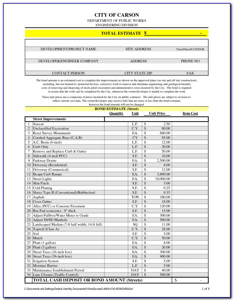 General Contractor Invoice Form