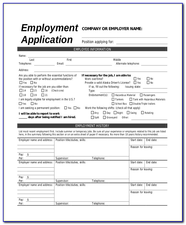 General Job Application Sample