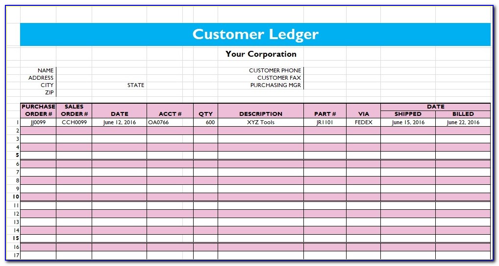 General Ledger Spreadsheet Template Excel