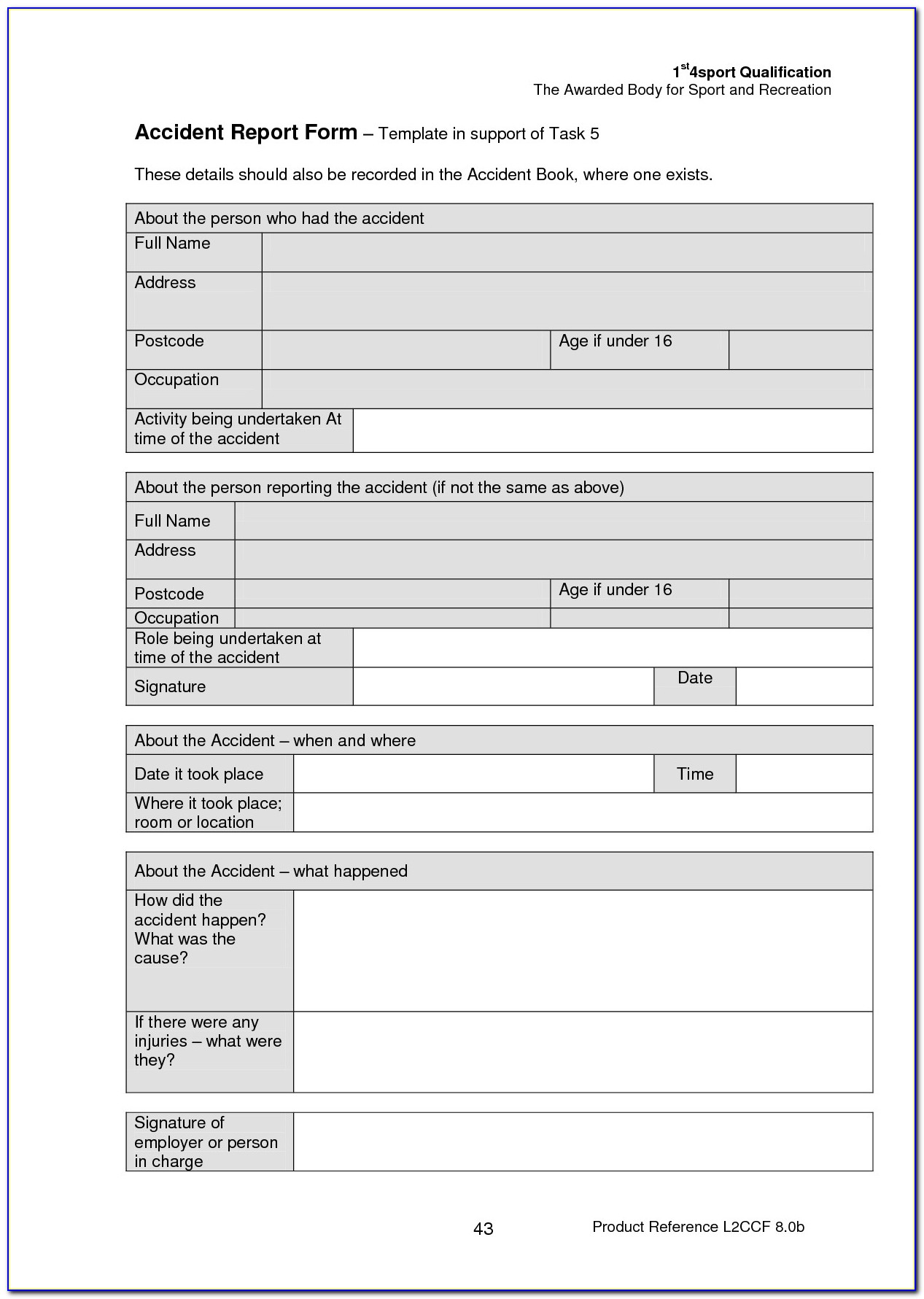 Generic Employee Incident Report Form
