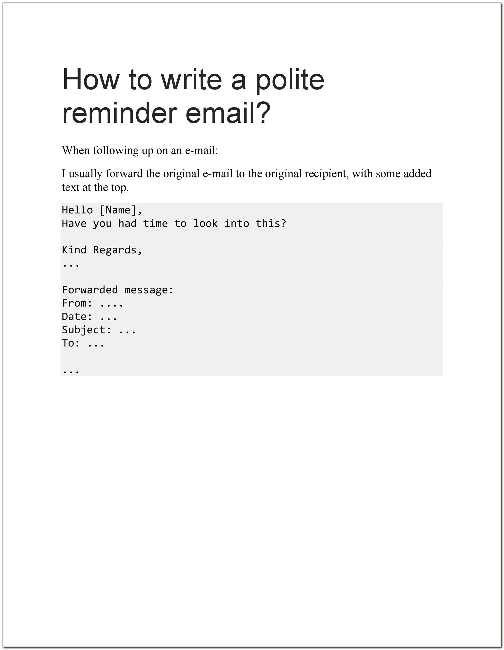Gentle Reminder Email To Client Template