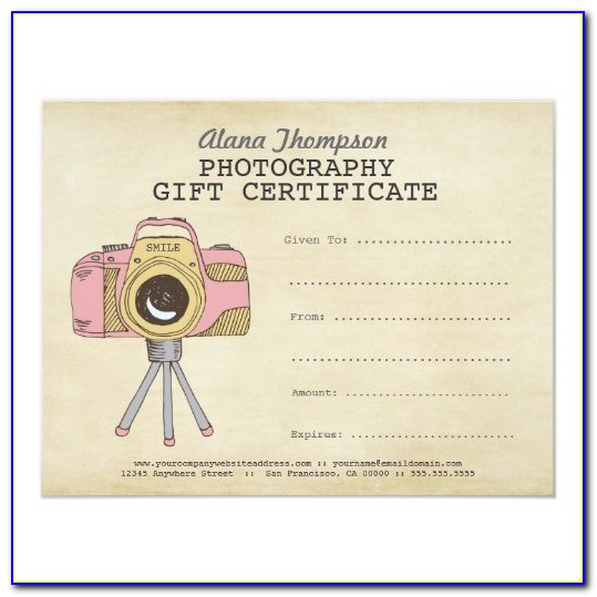 Gift Certificate Template Photography