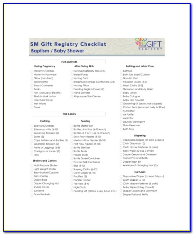 Gift Registry Template Download