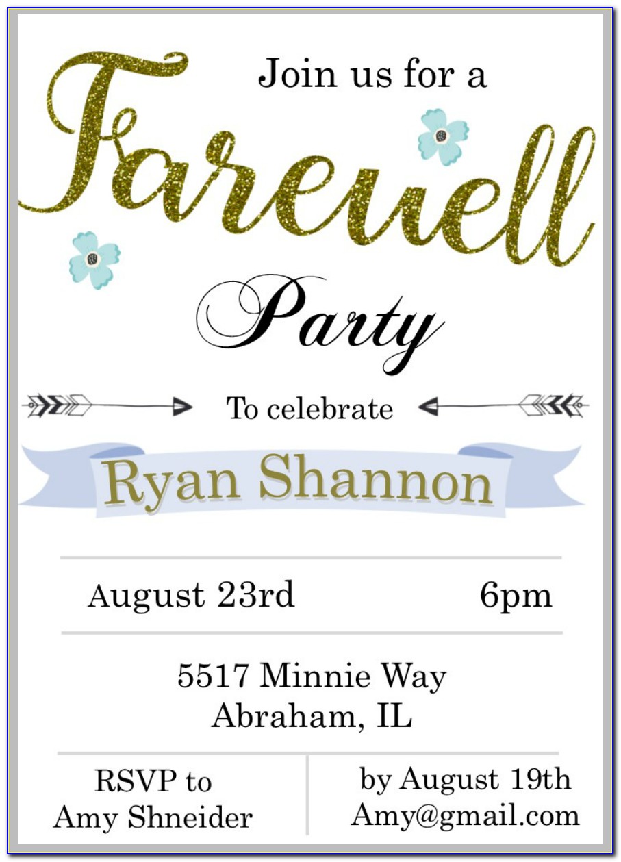 Going Away Invitation Template Free