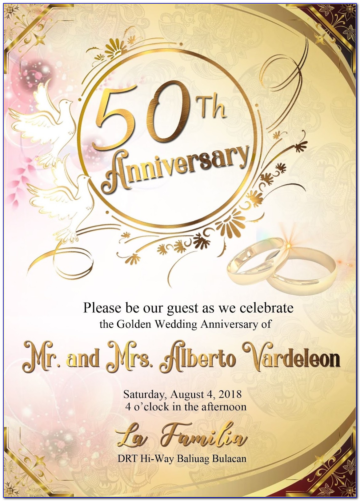 Golden Wedding Anniversary Invitation Templates Free