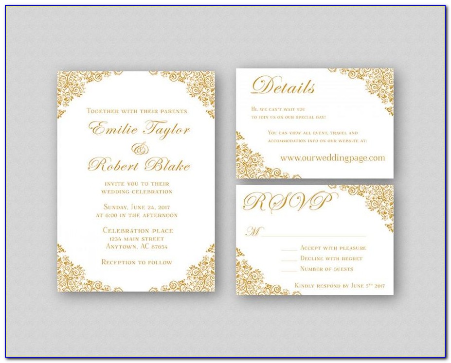 Golden Wedding Invitation Card Templates