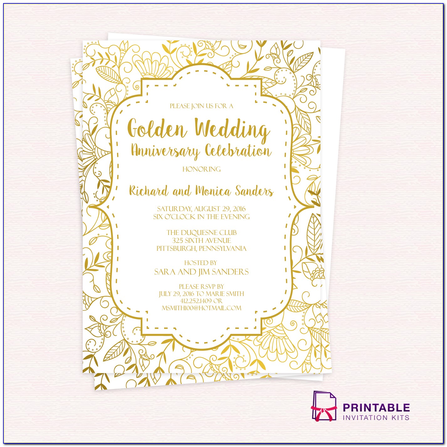 Golden Wedding Invitation Format