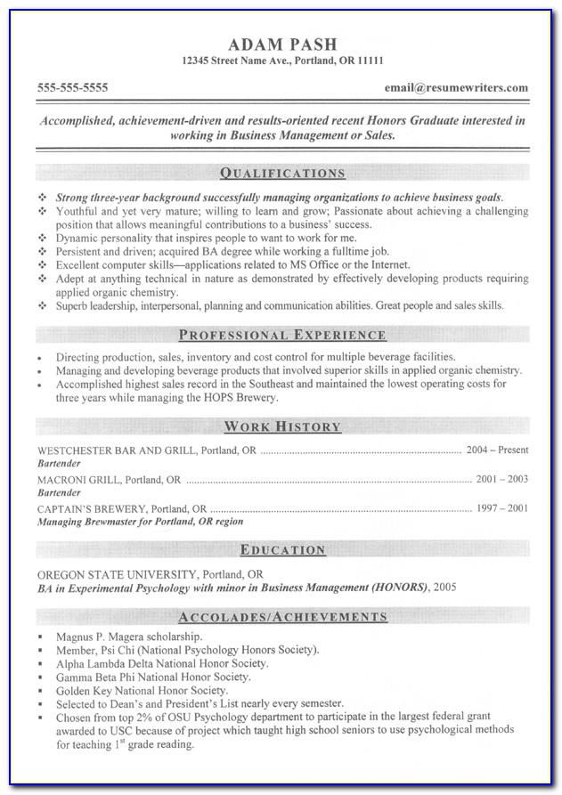 Graduate School Application Resume Sample