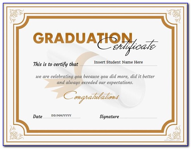 Graduation Certificate Template Microsoft Word