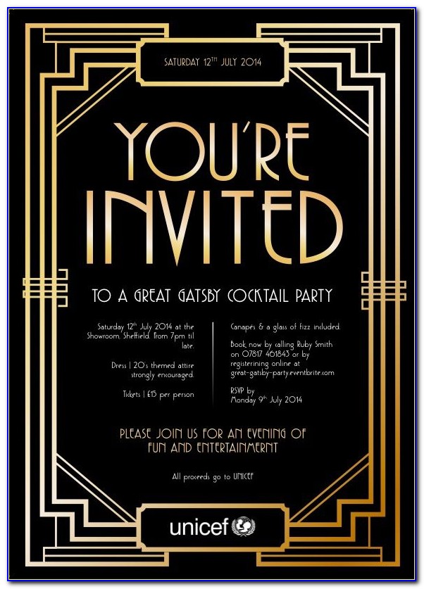 Great Gatsby Party Invitation Template Free Download