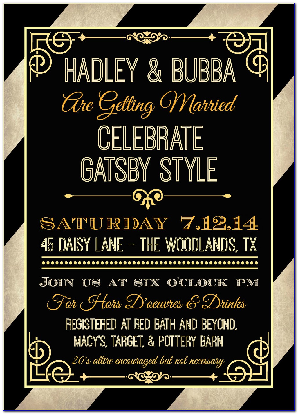 Great Gatsby Wedding Invitation Templates