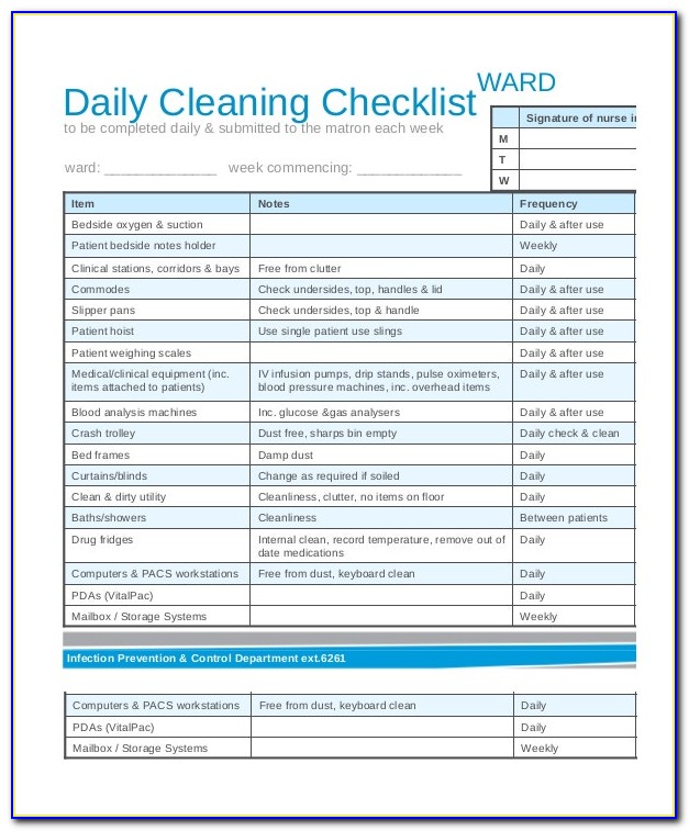 Gym Cleaning Checklist Templates
