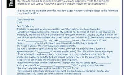 Hardship Letter For Short Sale Due To Relocation