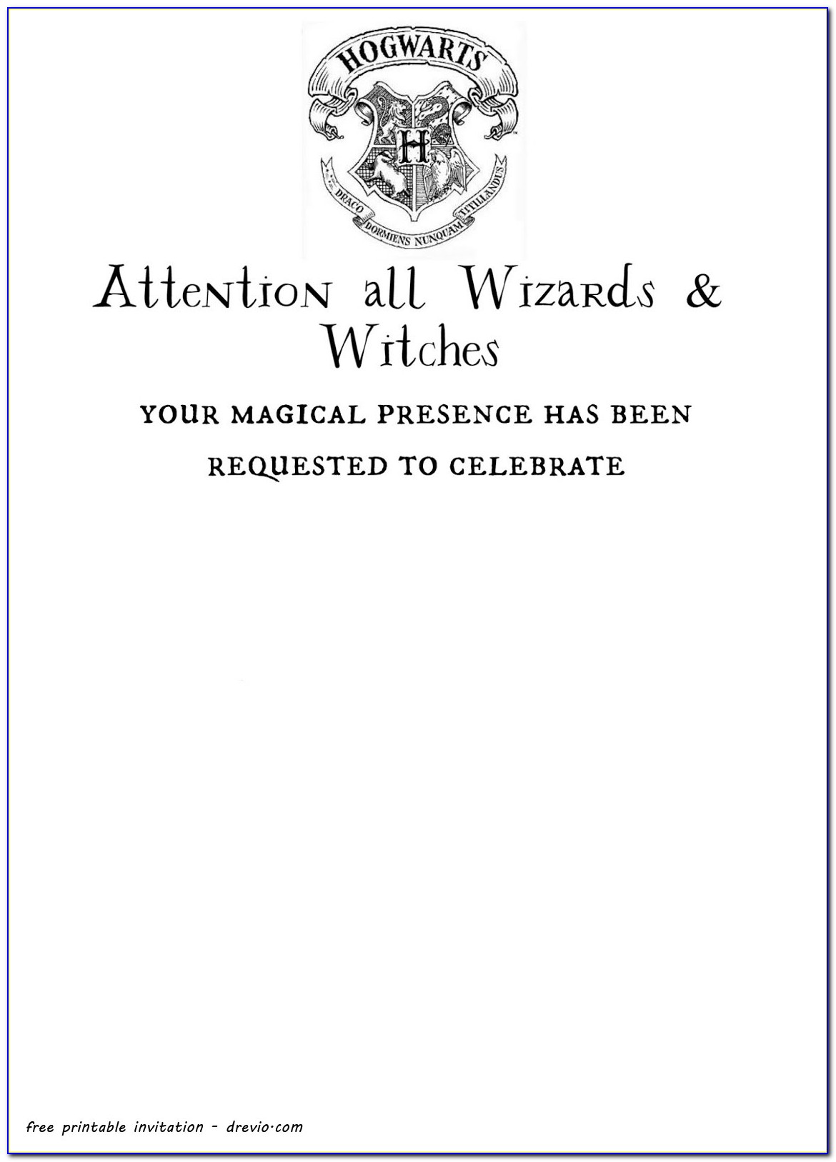 Harry Potter Invitation Letter Template