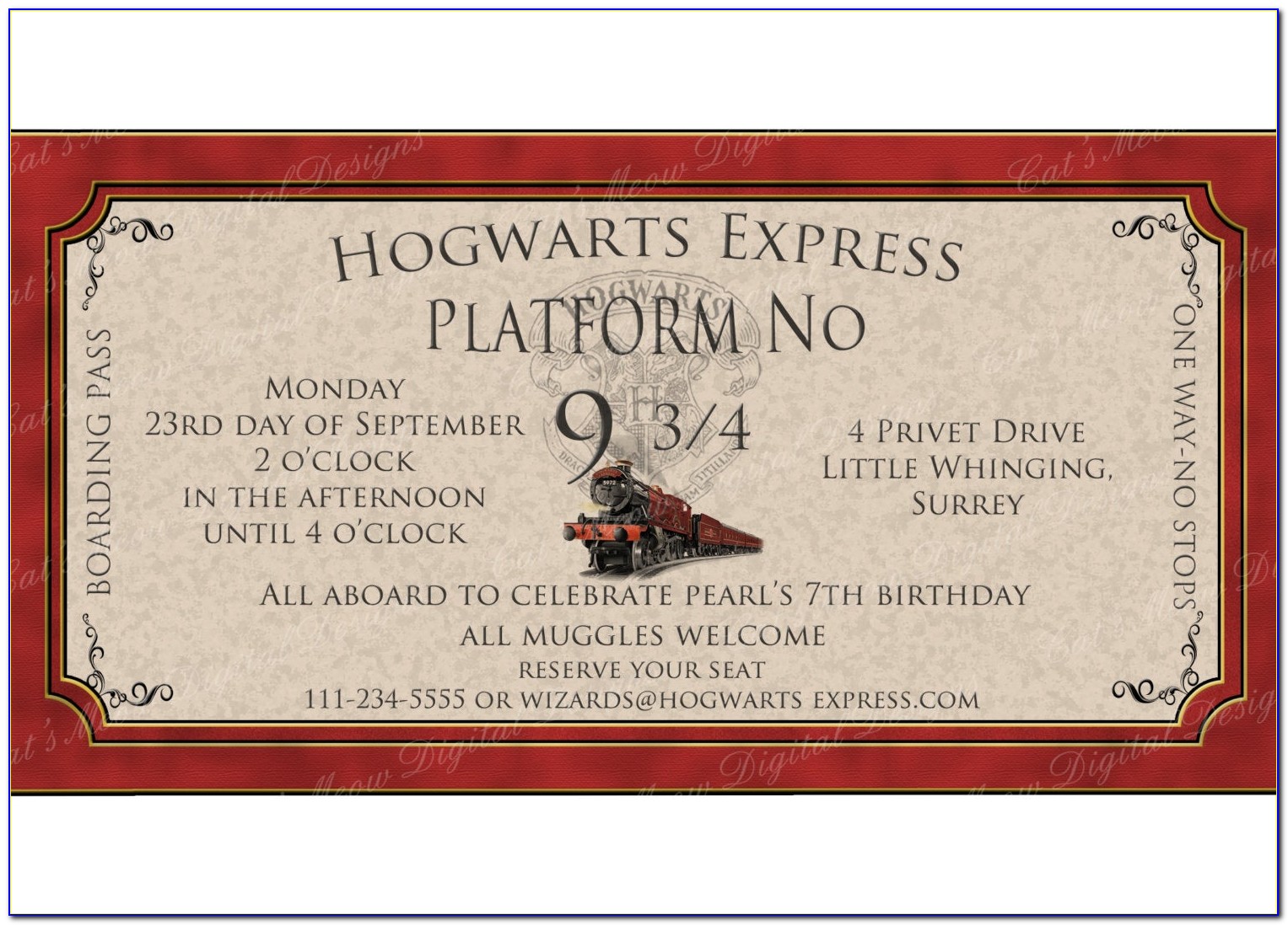 Harry Potter Invitation Letter To Hogwarts Template