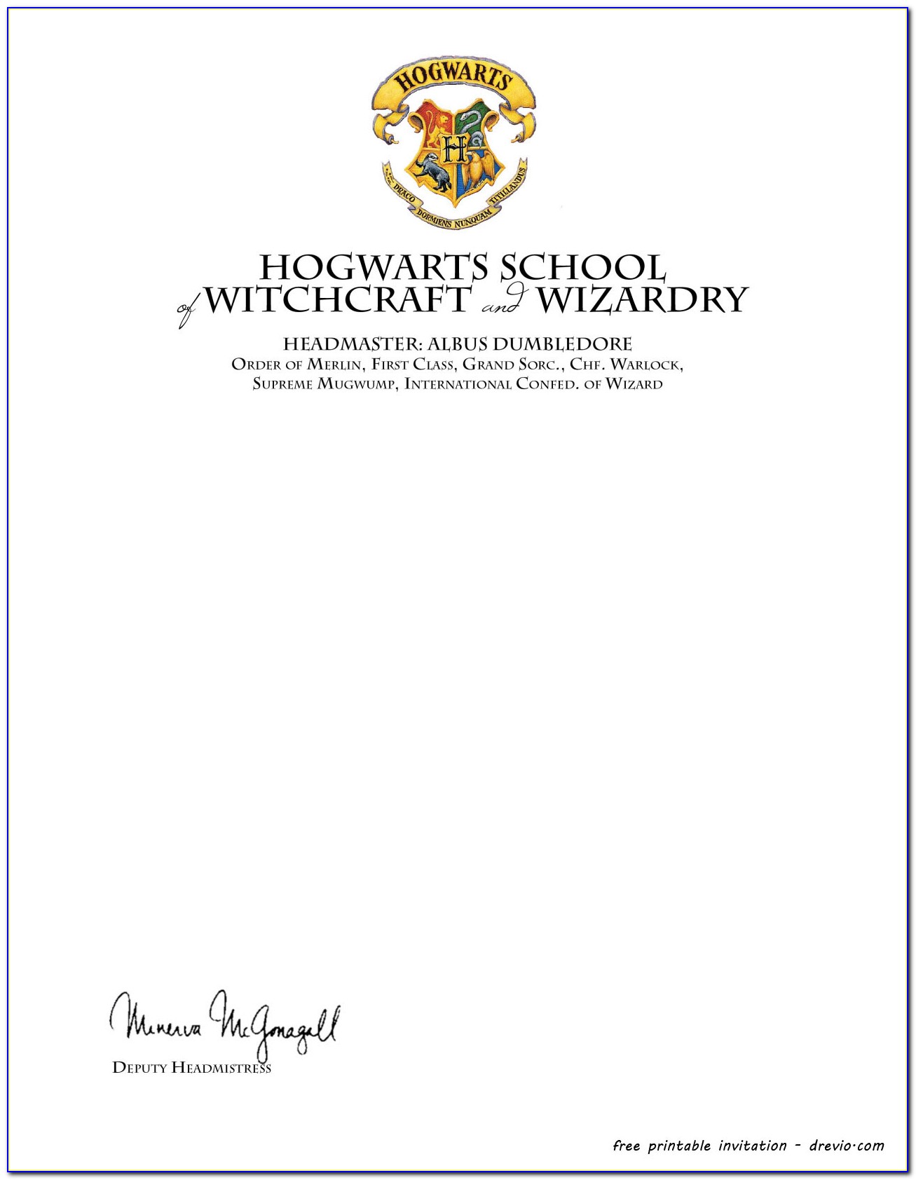 Harry Potter Printable Invitation Templates Free