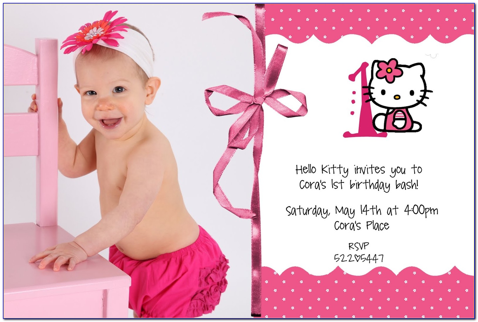 Hello Kitty Birthday Invitation Card Template