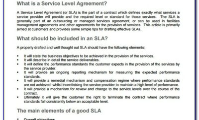 It Service Level Agreement Examples Pdf