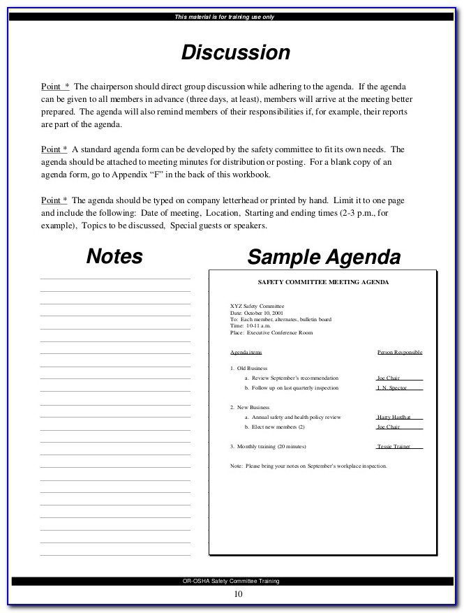 Joint Occupational Health And Safety Committee Meeting Minutes Template